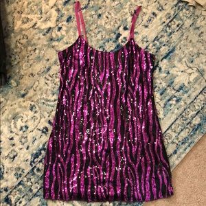Free People Pink and Black Zebra Sequin Tunic